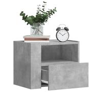 Wall Mounted Nightstand Set of 2, Concrete Gray Floating Bedside Table with Drawer, 45x30x35 cm, Space Saving Design for Bedroom & Living Room, Sturdy Engineered Wood, Easy to Clean & Install