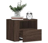 Wall Mounted Nightstand Set of 2, Oak Brown Floating Bedside Tables 45x30x35 cm with Drawer, Space Saving Shelf for Bedroom Living Room, Sturdy Engineered Wood
