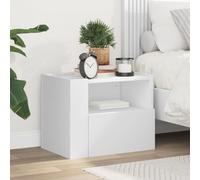 Wall Mounted Nightstand White 45x30x35 cm with Drawer, Floating Bedside Table for Small Spaces, Sturdy Engineered Wood Wall Shelf for Bedroom Living Room, Modern Minimalist Design, MAX Load 50kg