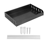 Wall Mounted Rack, Kitchen Shelf with Three Sided Guardrail, Spacious Black Aluminum Storage Rack for Wall Organization, Includes Mounting Hardware for Kitchen, Bathroo