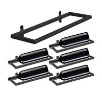 Wall Mounted Racks - 6 piezas Metal Floating Bar Shelves, Black Red Glass Holder, Space Saving Display Organizer | Home Bar Restaurant Basement Hotel Storage Collection Stylish Durable