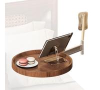 Wall Mounted Round Table, Foldable Space-Saving Desk, 180° Rotating Floating Shelf, Sturdy Wood, Home Kitchen Offices and Work, Dining Décor, 28x28cm White Black Walnut Wood Color