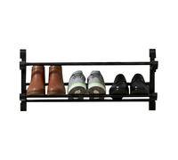 Wall Mounted Shoe Rack, 2 Tier Organizer, 19.69x11.42 Inches Galvanized Pipe Rack with Foldable Design, Space Saving Shoe Holder, Wall Stand with Easy Installation, Entryway Home Accessory for Dorm