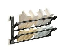 Wall Mounted Shoe Rack - Adhesive Double-Layer Foldable Space Savings | Angled Shoe Organizer Holder For Home Living Room Marble Glass Mirror Bathroom Apartment Hotel RV Tile