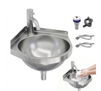 Wall Mounted Sink 304 Stainless Steel Corner Mini Wash Basin Triangle Half Round Design With Faucet Bathroom Kitchen Small Hand Wash Basin Set For Home Entryway Toilet Use