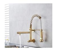 Wall Mounted Spring Kitchen Faucet Chrome Black Pull Down Sink Faucets Single Cold Water Dual Spouts Mixer 360 Rotation Crane,Single Lever monobloc Kitchen Mixer