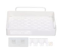 Wall Mounted Storage Rack | No - Hole Stainless Steel Mesh Base with 3 Hooks | Organizer for Kitchen/Bathroom/Office | 24.5x14.3x6.7cm (Blanca)