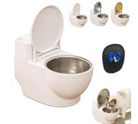 Wall-Mounted Toilet-Shaped Cat Bowl, Novelty Raised Food and Water Bowls, Toilet Shaped Cats WaterBowl, Non-Spill Pet Food Dish, Space-Saving for Cat Drink More Water (White)