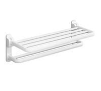 Wall Mounted Towel Holder SUS304 Stainless Steel Towel Rack with Double Towel Rail, for Bathroom White 70cm