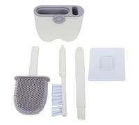 Wall Mounted TPR Toilet Cleaning Brush, Drill Free Non Scratch Soft Bristle Toilet Scrubber with Dual Brush Heads, Space-Saving Universal Bathroom Toilet Cleaner for Household Use