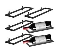 Wall Mounted Wine Racks - 6-Piece Metal Hanging, Wine Display Holder | 6-Piece Metal Hanging Wine Bottle And Glass Holders For Wall Mounting In Home Pantries Cabinets Restaurants And Wine Displays