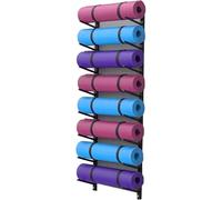 Wall Mounted Yoga Mat Rack, Metal Holder for Home Gym Storage, 8 Tier Organizer for Exercise Mats