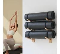 Wall Mounted Yoga Mat Rack, Solid Wood Storage Shelf for Foam Roller, Fitness Accessories Organizador con 3/6/9 Azar de Tiers, Space Saving Holder for Home Gym, Studio, School, Diseño Minimalista