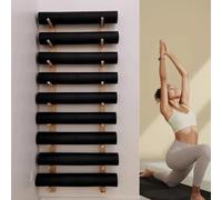 Wall Mounted Yoga Mat Rack, Solid Wood Storage Shelf for Foam Roller, Fitness Accessories Organizador con 3/6/9 Azar de Tiers, Space Saving Holder for Home Gym, Studio, School, Diseño Minimalista