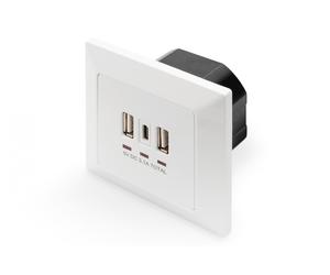 Wall Outlet, 2x USB 1x USB Type C 5V 3.1A, Input: AC250V 50HZ, RAL 9003