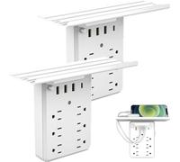 Wall Outlet Extender with Shelf Night Light, 9 en 1 Electrical Smart Devices Charging Shelf Multi Plug Power Socket Expander Essentials Gadgets with Nightlight for Home Dorm Bathroom