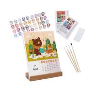 Wall Planner - Year to view Calendar | Painting By Numbers | Yearly Planner | Acrylic Paint Full Year Planning Chart 2025 Monthly Calendar with Brush Calendar Desk Decorations for Home School