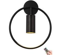 Wall Sconce Operated Wall Lighting with Remote,Indoor Wireless LED Wall Lights Metal Circle Wall Lamp Light Fixtures for No Wiring Bedroom Bathroom Living Room Hotel