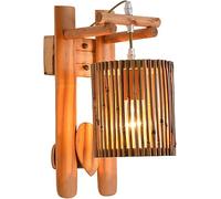 Wall Sconces,Industrial Hand-Woven Rattan Lampshade Hanging Wall Lamp with Base,Farmhouse Rustic Wall Mounted Light Decoration for Kitchen Island,Living Room,Bedroom, 11 * 15.3in(9.4 * 14
