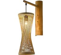 Wall Sconces,Industrial Hand-Woven Rattan Lampshade Hanging Wall Lamp with Base, Farmhouse Rustic Wall Mounted Light Decoration for Living Room Bedroom Corridor Lantern(5.9 * 12.