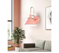 Wall Sconces Modern Cone Metal Shape Wall Lantern Kit Bedside Wall Mount Lamp Sconce 1 Light Indoor Decoration -Green Finish/Pink