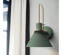 Wall Sconces Modern Cone Metal Shape Wall Lantern Kit Bedside Wall Mount Lamp Sconce 1 Light Indoor Decoration -Green Finish/Green