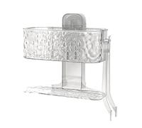 Wall Shelf Bathroom, Bathroom Double-Tier Cosmetics Holder, 8.39x4.09x8.03 Inches, Tissue Shelf, Home Organizer Storage Rack, Ventilated Tray for Kitchen and Dining Room