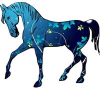 Wall Sticker Noble Horse Blue Flower Decals die-Cut Wall (DVD) (Importación USA)