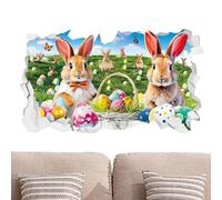 Wall Stickers & Murals | Hole Break Design Rabbit Wall Sticker - Cartoon Removable Art Adhesive for Bathroom Nursery Preschool Playing Room Bedroom School Easter Decor