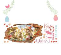 Wall Stickers & Murals | Hole Break Design Rabbit Wall Sticker - Cartoon Removable Art Adhesive for Bathroom Nursery Preschool Playing Room Bedroom School Easter Decor