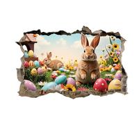Wall Stickers & Murals | Hole Break Design Rabbit Wall Sticker - Cartoon Removable Art Adhesive for Bathroom Nursery Preschool Playing Room Bedroom School Easter Decor