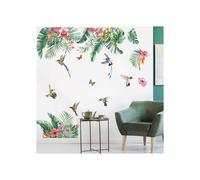 Wall stickers with tropical green plants and birds for wall decoration in the bedroom, living room and office