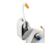 Wall Toilet Brush - Compact Swan Design Holder | Space Saving Built In Cleaning Liquid Storage | For Sink, Washbasin, Bathtub, Flooring, Brick, Bathroom, RV, Camper