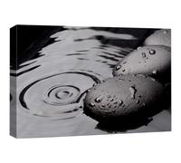wall26 Canvas Print Wall Art Black Rocks with Ripples in The Water Floral Nature Photography Realism Bohemian Scenic Relax/Calm Cool for Liv