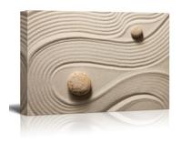 wall26 Two Stones in a Japanese Rock Garden from Above with a raked snaking Design Canvas Art Home Art 12x18 inches