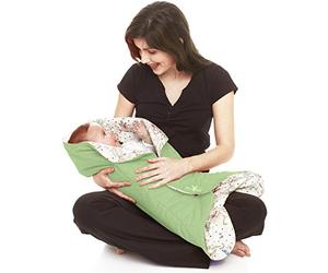 :Wallaboo Leaf - Manta para bebé muy práctica y ultra suave, 85 x 85 cm, para el asiento del bebé en el coche, asiento del Auto, por ejemplo, Maxi-Cosi, Römer, para Buggy, cochecito o cuna, con una bonita forma de flor, Talla:0 - 12 meses, color: verde