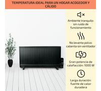 Wallander Radiador de aceite 1000 W Termostato Calefacción de aceite Ultraplano Negro OneConcept