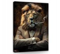 WallArena - Cuadros en lienzo - León Motivación Dinero Abstracto Animales - 40 x 30 cm Cuadros en Lienzo - Cuadro XXL Grande Murales para Salón Dormitorio Salón Cuadros Modernos