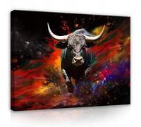WallArena - Cuadros en lienzo - Toro, 120x80 cm - Imagen sobre lienzo - Cuadro de pared XXL grande - Cuadros de pared para salon y dormitorio - para salon modernos impresion artistica