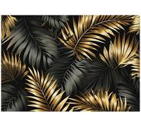 WallArena - Fotomural de vellon Hojas, Tropical, 350x250 cm - Fotomurales - Papeles pintados - para salon y dormitorio - Papel pintado de vellon mural de pared efecto 3D - in ola - Negro