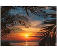 WallArena - Fotomural de vellon Mar, Playa, 200x140 cm - Fotomurales - Papeles pintados - para salon y dormitorio - Papel pintado de vellon mural de pared efecto 3D - in ola - Atardecer