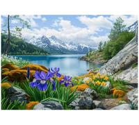 WallArena - Fotomural de vellon Montañas, Montañas, 300x210 cm - Fotomurales - Papeles pintados - para salon y dormitorio - Papel pintado de vellon mural de pared efecto 3D - in ola - Paisaje