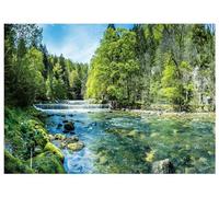 WallArena - Fotomural de vellon Paisaje, Bosque, 300x210 cm - Fotomurales - Papeles pintados - para salon y dormitorio - Papel pintado de vellon mural de pared efecto 3D - in ola - Lago
