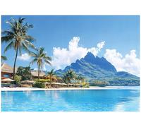 WallArena - Fotomural de vellon Paisaje, Tropical, 200x140 cm - Fotomurales - Papeles pintados - para salon y dormitorio - Papel pintado de vellon mural de pared efecto 3D - in ola - Mar