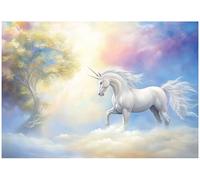 WallArena - Fotomural de vellon Unicornio, Fantasía, 400x280 cm - Fotomurales - Papeles pintados - para salon y dormitorio - Papel pintado de vellon mural de pared efecto 3D - in ola - Animales