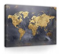 WallArena - Imágenes en lienzo - Mapamundi - 100x75 cm - Cuadro en lienzo - Gran mural XXL para sala de estar, dormitorio, imágenes del salón - Arte moderno de geografía
