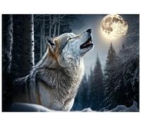 WallArena - Papel pintado de fieltro de lobo 150x105 cm - Fotomurales - Papeles pintados - para salón dormitorio - Papel pintado de pared con efecto 3D - incluye cola - Luna