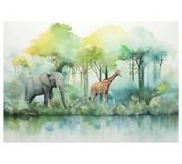 WallArena - Papel pintado fotográfico no tejido para habitación infantil 350 x 250 cm con diseño de animales de la selva - Papel tapiz para niños y niñas - Papel tapiz infantil con animales y