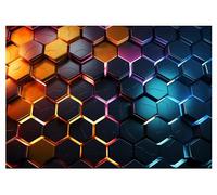 WallArena - Papel pintado fotográfico no tejido para habitación infantil, 350 x 250 cm, diseño hexágono de videojuegos, papel pintado fotográfico para niños, papel pintado no tejido para pared con