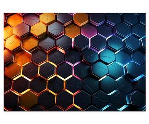 WallArena - Papel pintado fotográfico no tejido para habitación infantil de 250 x 175 cm, diseño de Gaming Hexagonal para niños - Papel tapiz fotográfico, papel tapiz para niños, papel tapiz infantil